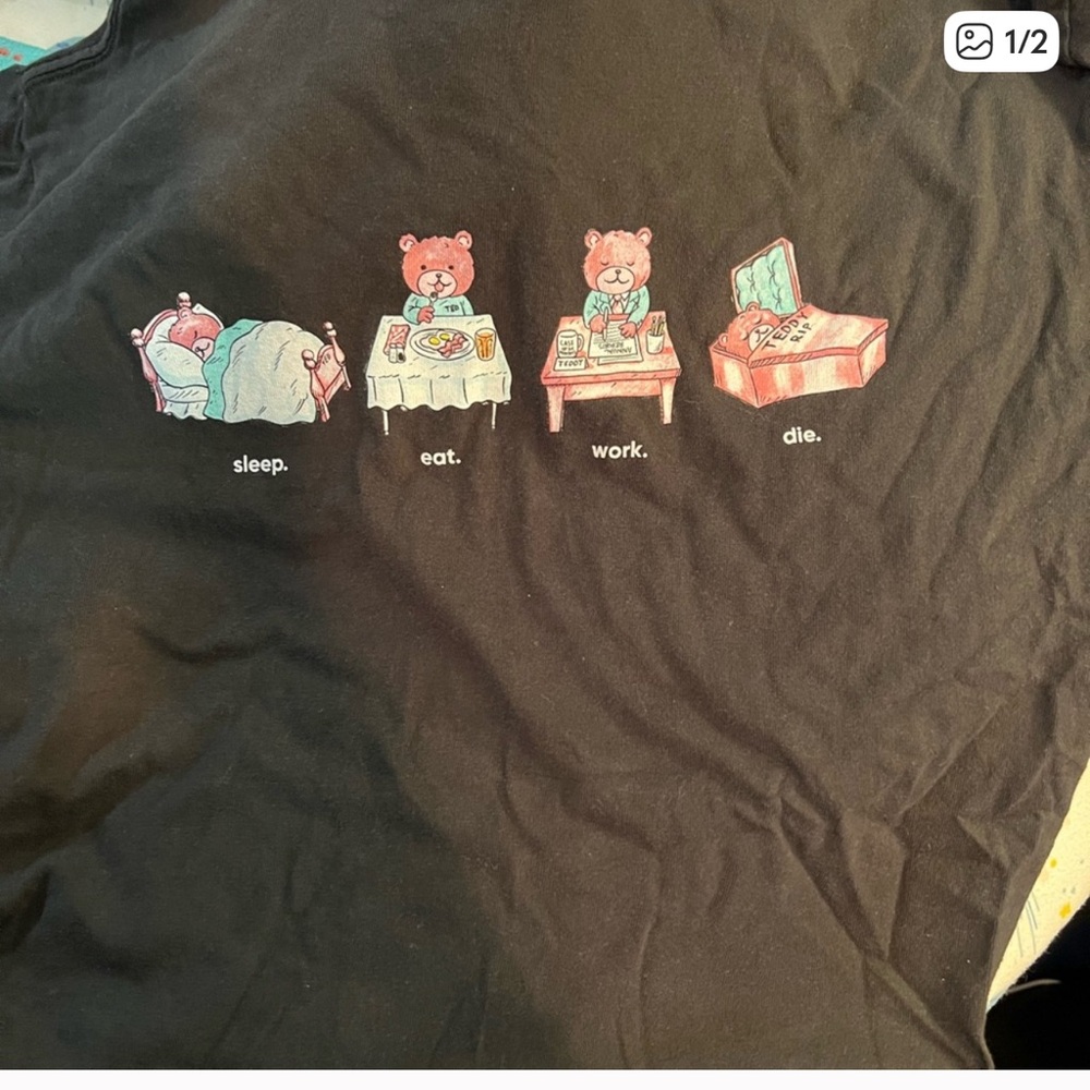 Teddy Fresh Black Tee with Bear Graphic